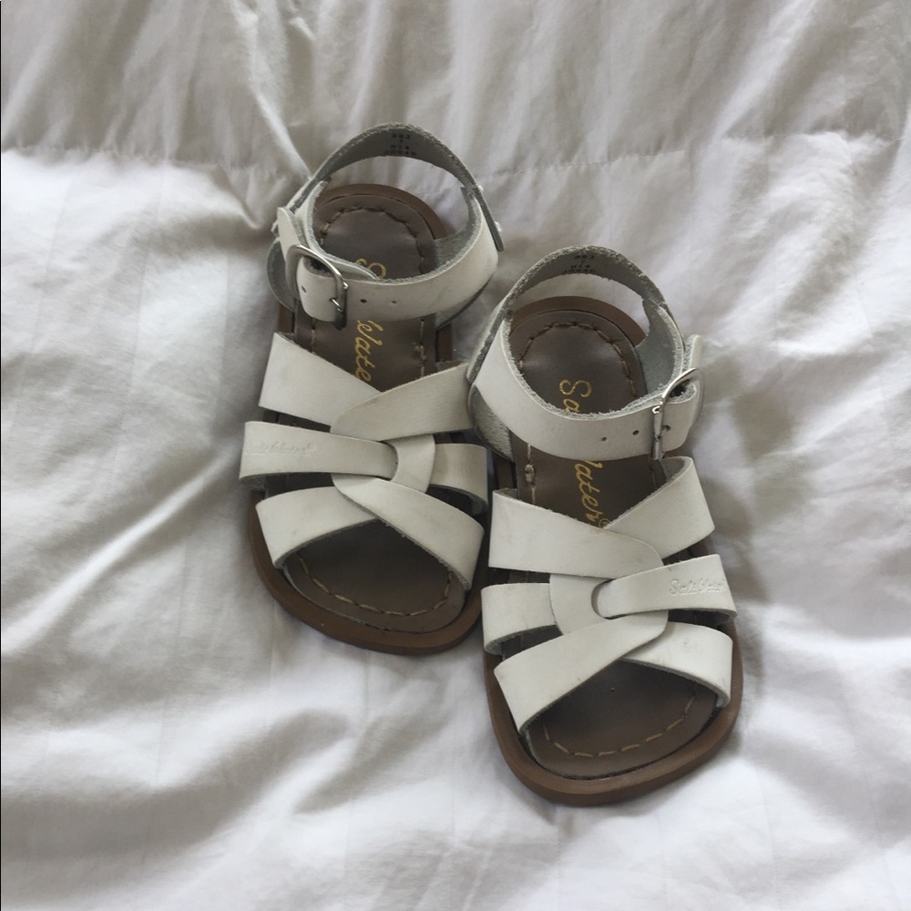 White salt water sandals